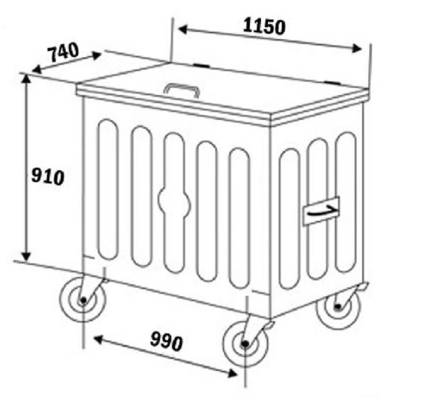 800 LİTRE METAL ÇÖP KONTEYNERİ